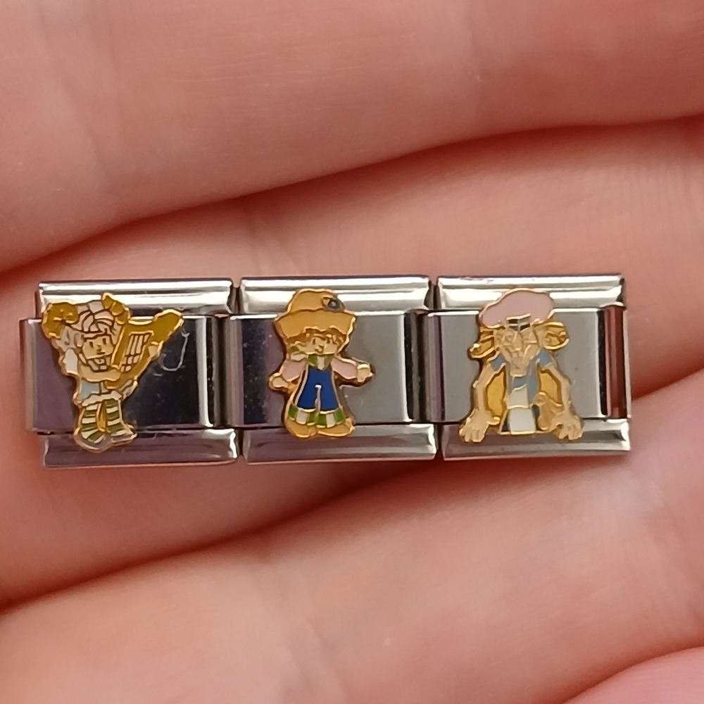3 Vintage Strawberry Shortcake Casa D'oro Italian Charm Links